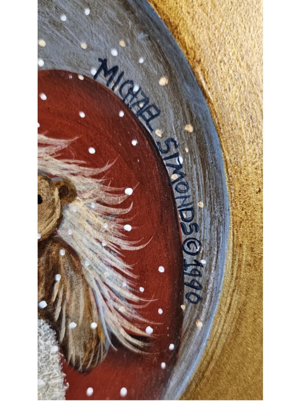 Vintage 1990 Michael Simonds Signed Old World Santa Folk Art Wooden Wall Plate